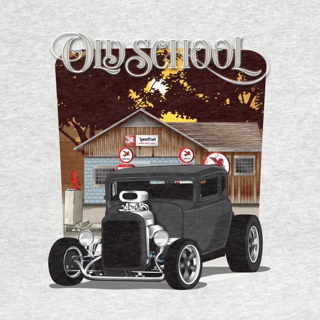 1932 Black Chevy 5 Window Coupe HotRod Old School Print by RPM-ART